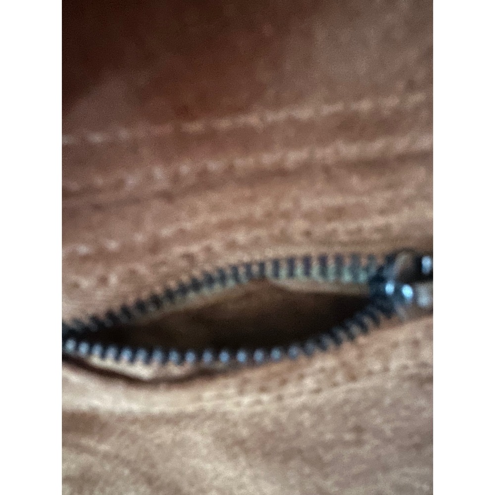Joujou Brown Suede Leather Bomber Jacket Ribbed Collar Cropped Y2K small/medium - Picture 16 of 16